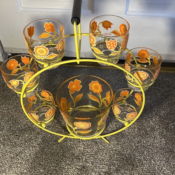 Vintage MCM Culver Ferris Wheel Barware 6 Glasses/Icebucket Glassware Retro Mod - Picture 4 of 7